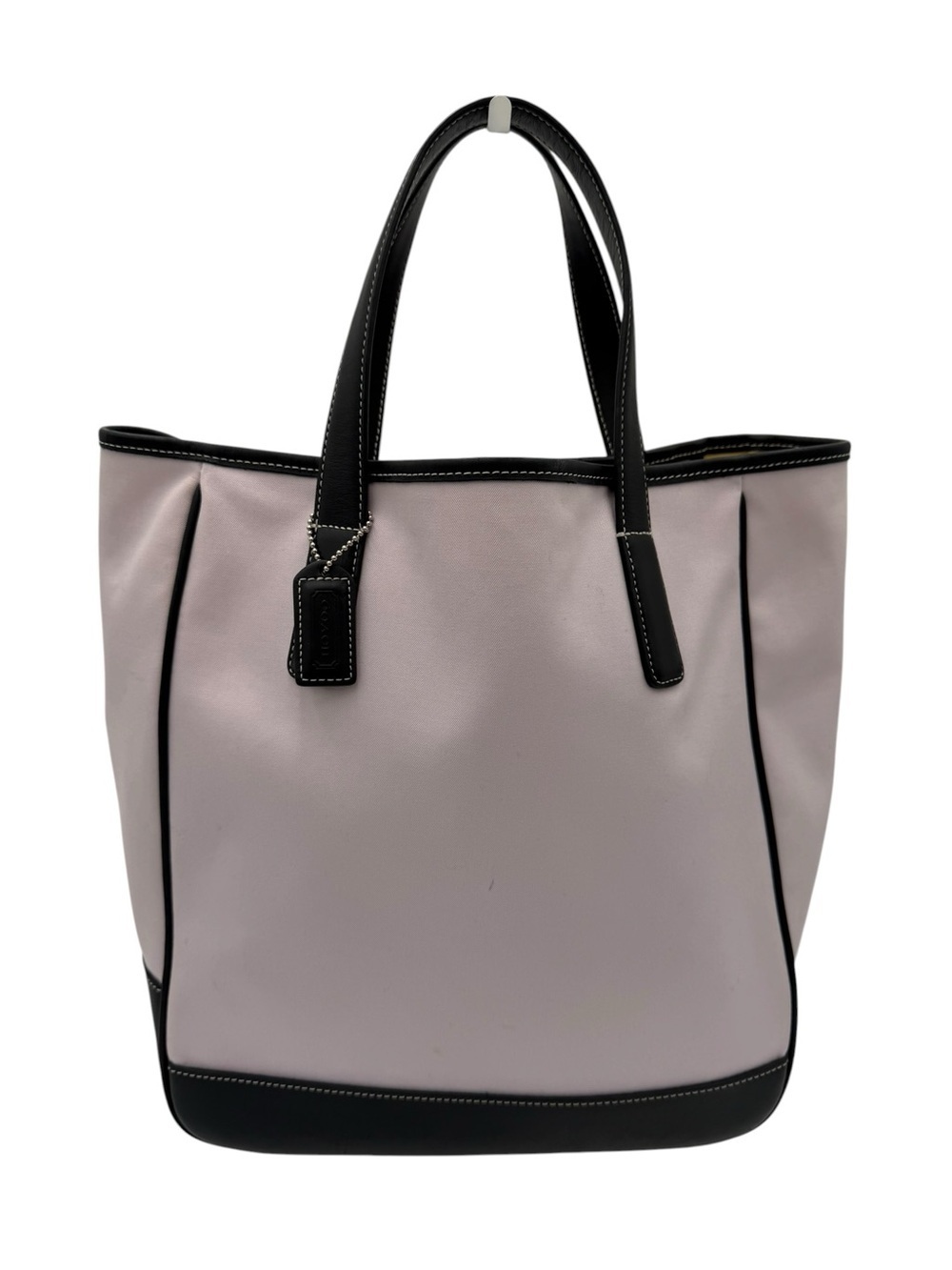 Coach Hamptons Tote Bag Style 7707 Pink Double-Faced Fabric Black Leather Trim
